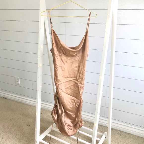 Aritzia Dresses & Skirts - Aritzia Wilfred “only ruched” slip dress in gold